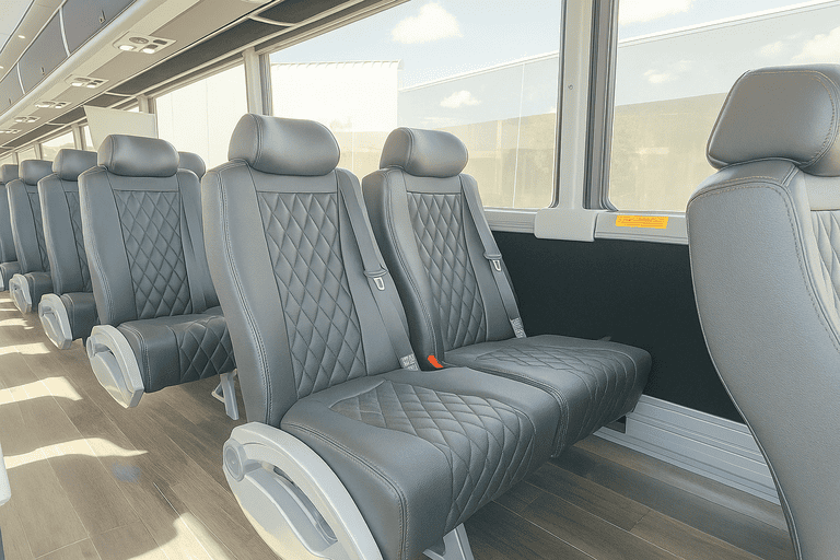 interior of Livonia Coach Bus Service charter bus