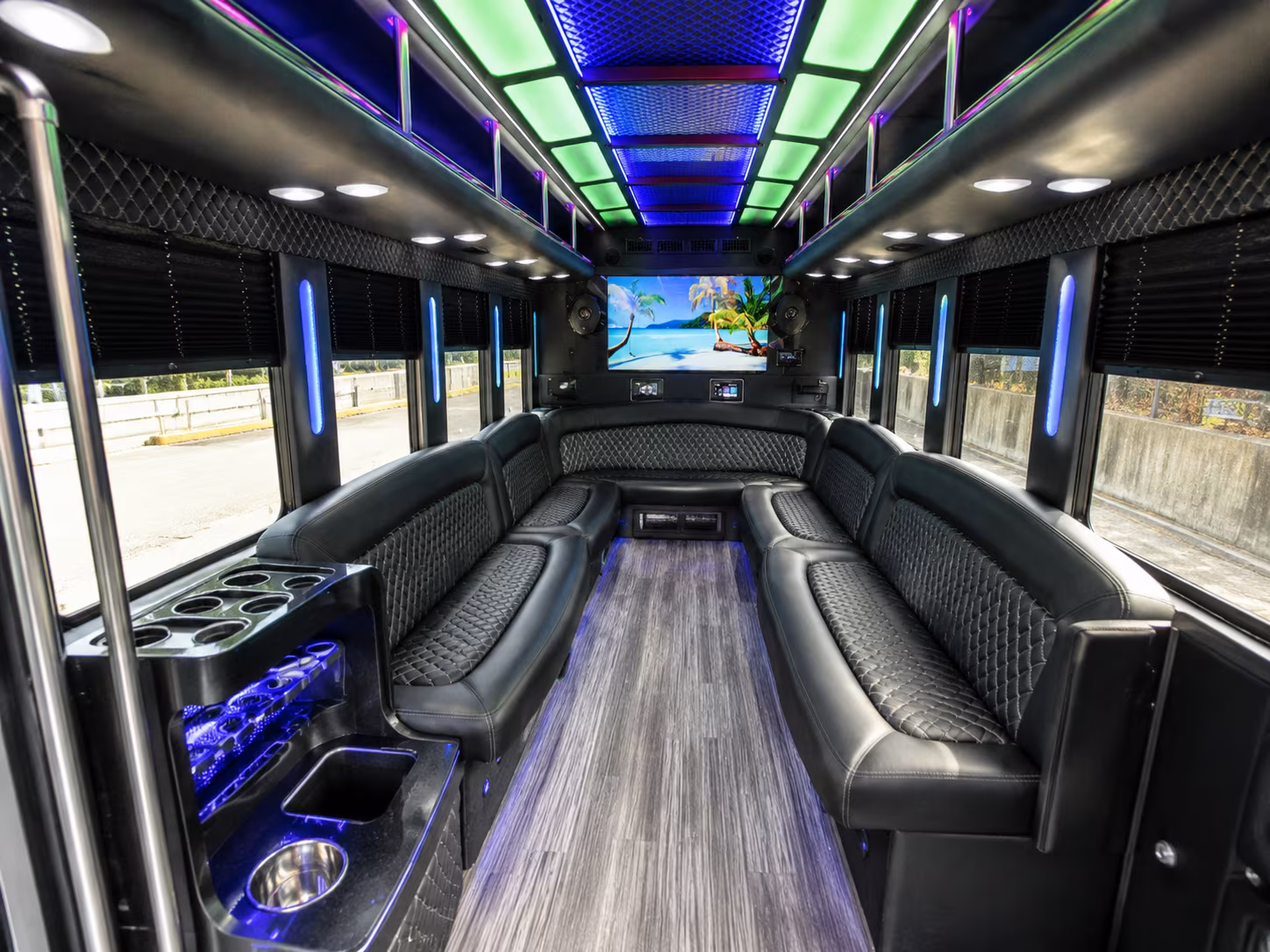 livonia 18 passenger party bus inside