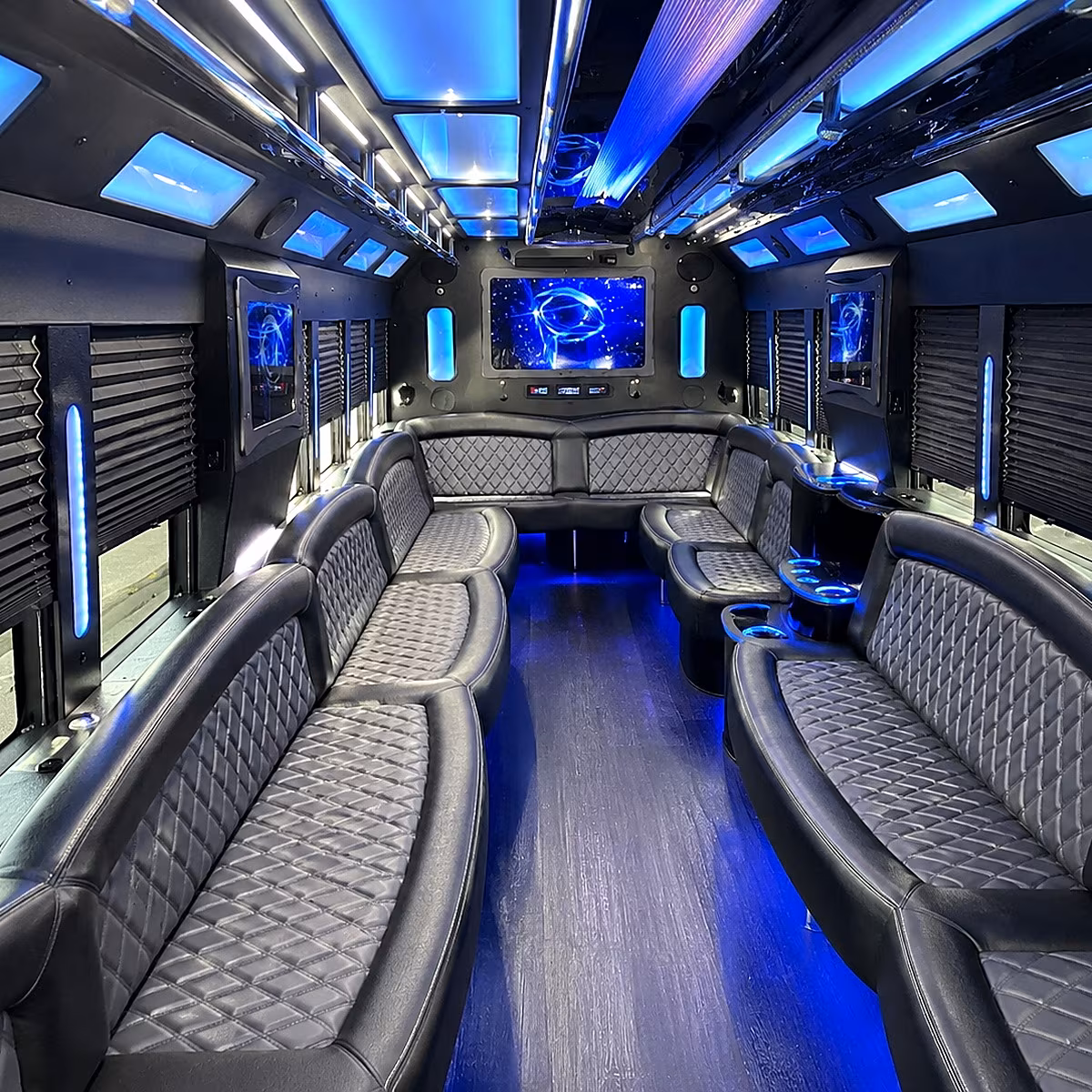 livonia 50 passenger party bus interior