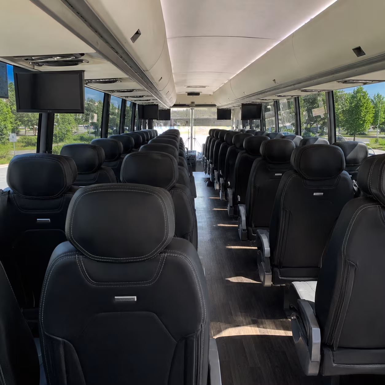 livonia 56 passenger charter bus inside