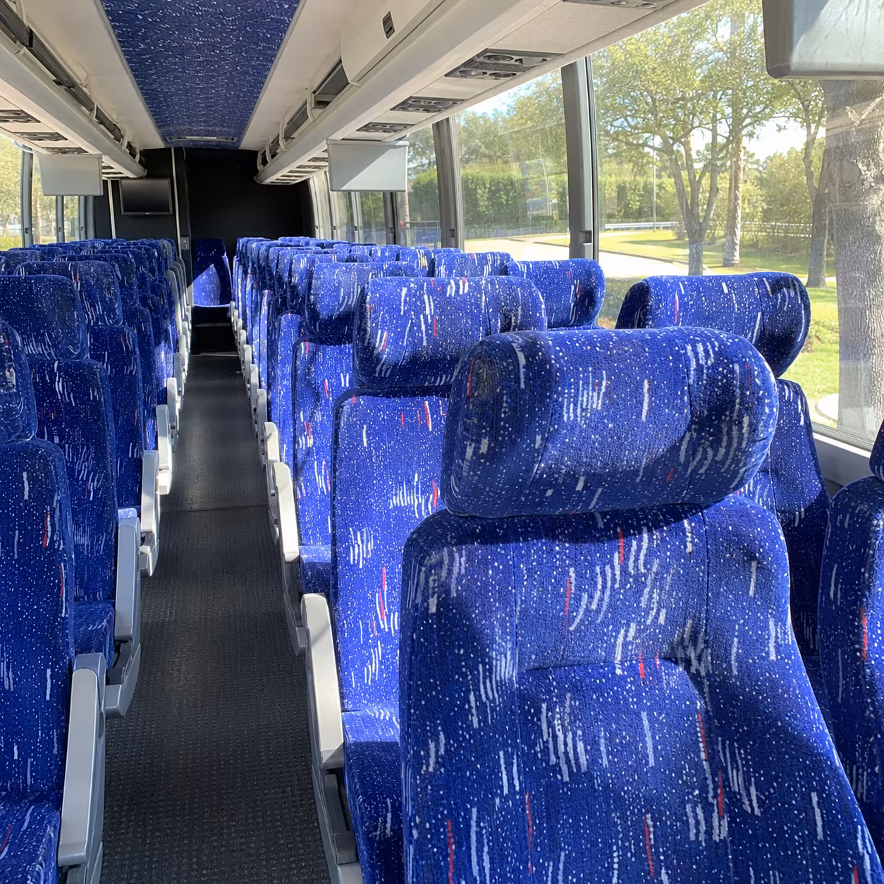 livonia 56 passenger charter bus interior